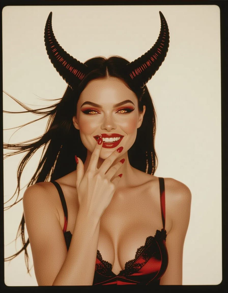 Dramatic Devil Woman with Fiery Eyes