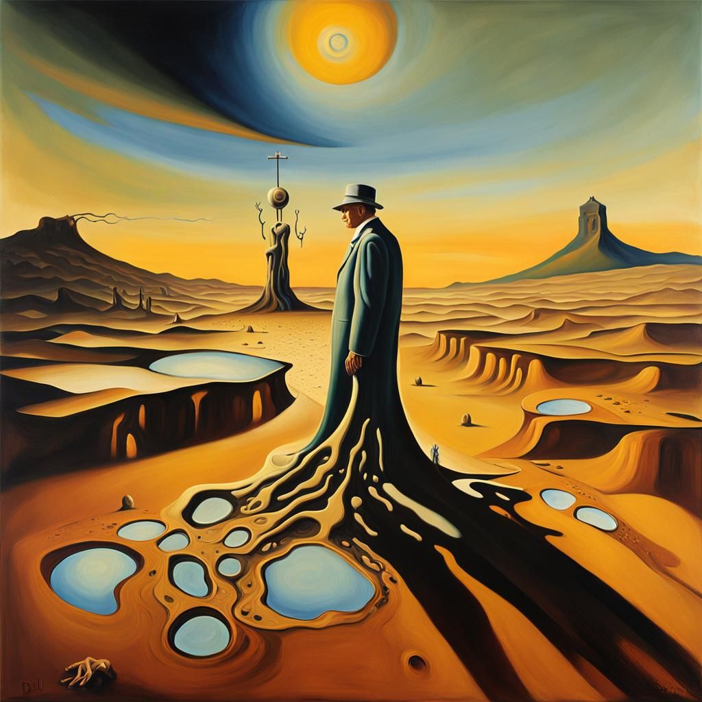 Surreal Dream Figure in a Barren Landscape