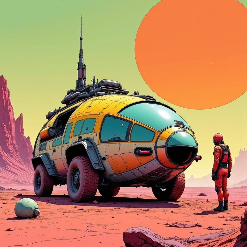 Cryptid Pilot on Exoplanet in Detailed Art Style