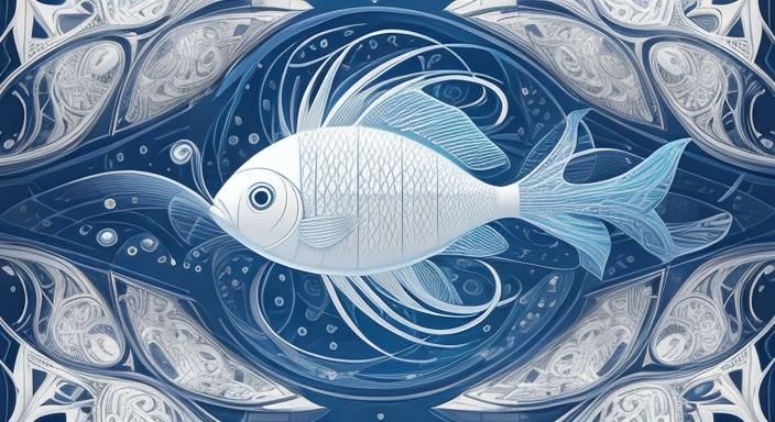 Cubist Cartoon Fish in Abstract Wonderland