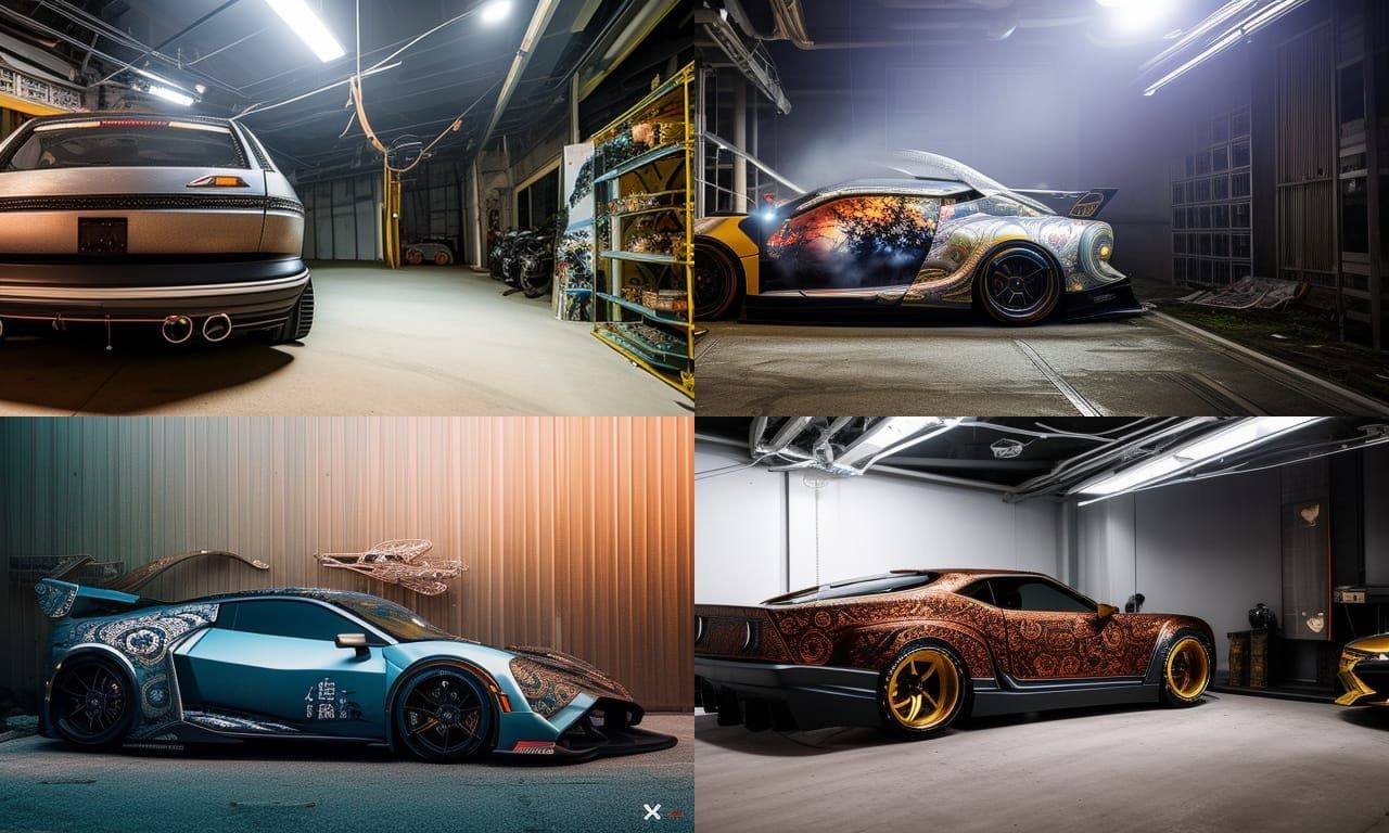 Filigree Tokyo Drifting Car in Japanese Garage