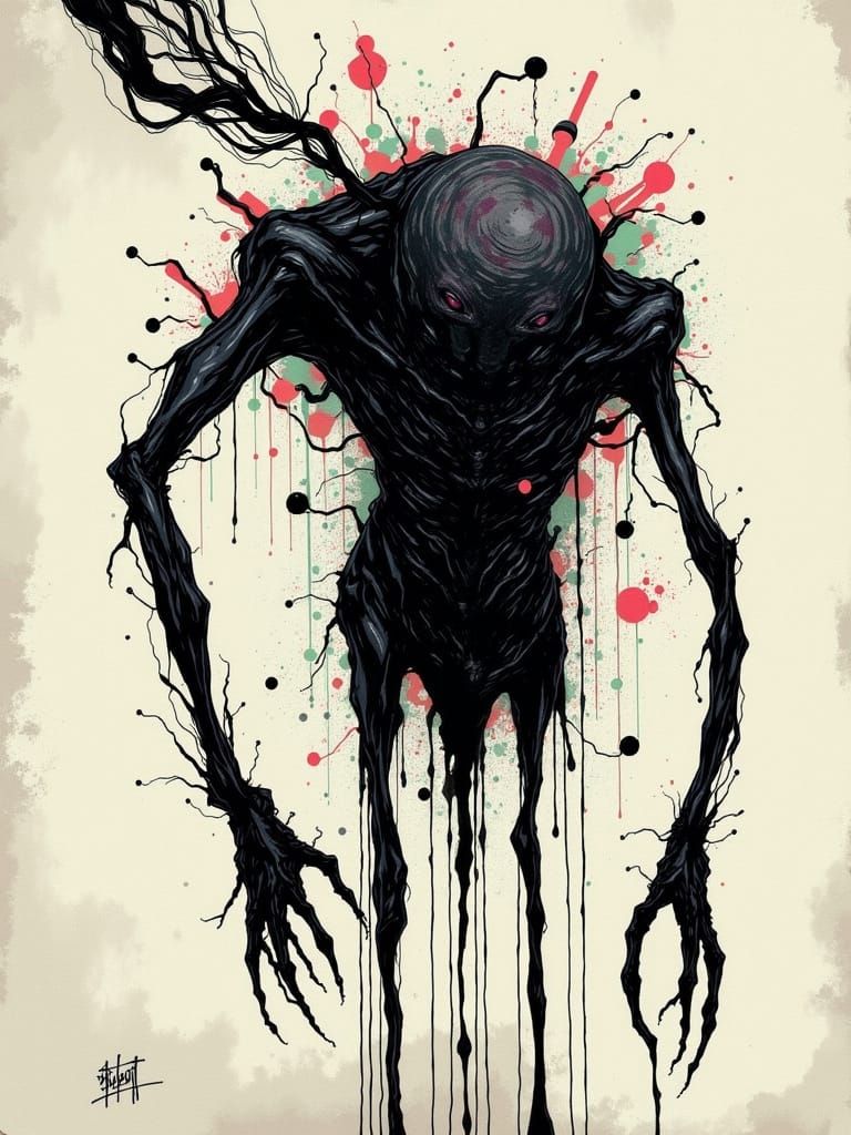 Distorted Figure in Glitch Art Style