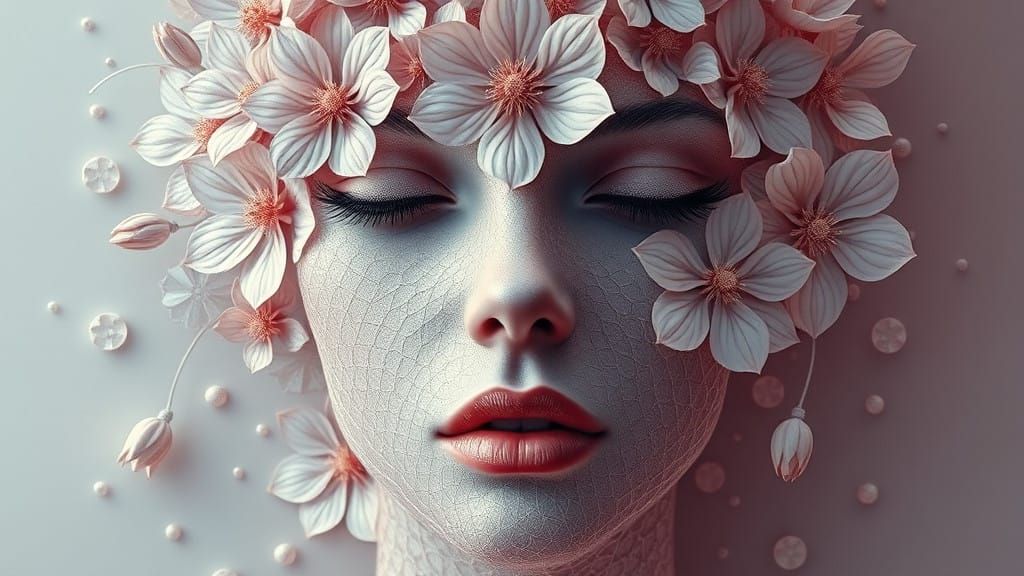 Fractal Beauty: Intricate Tessellations of a Woman's Face