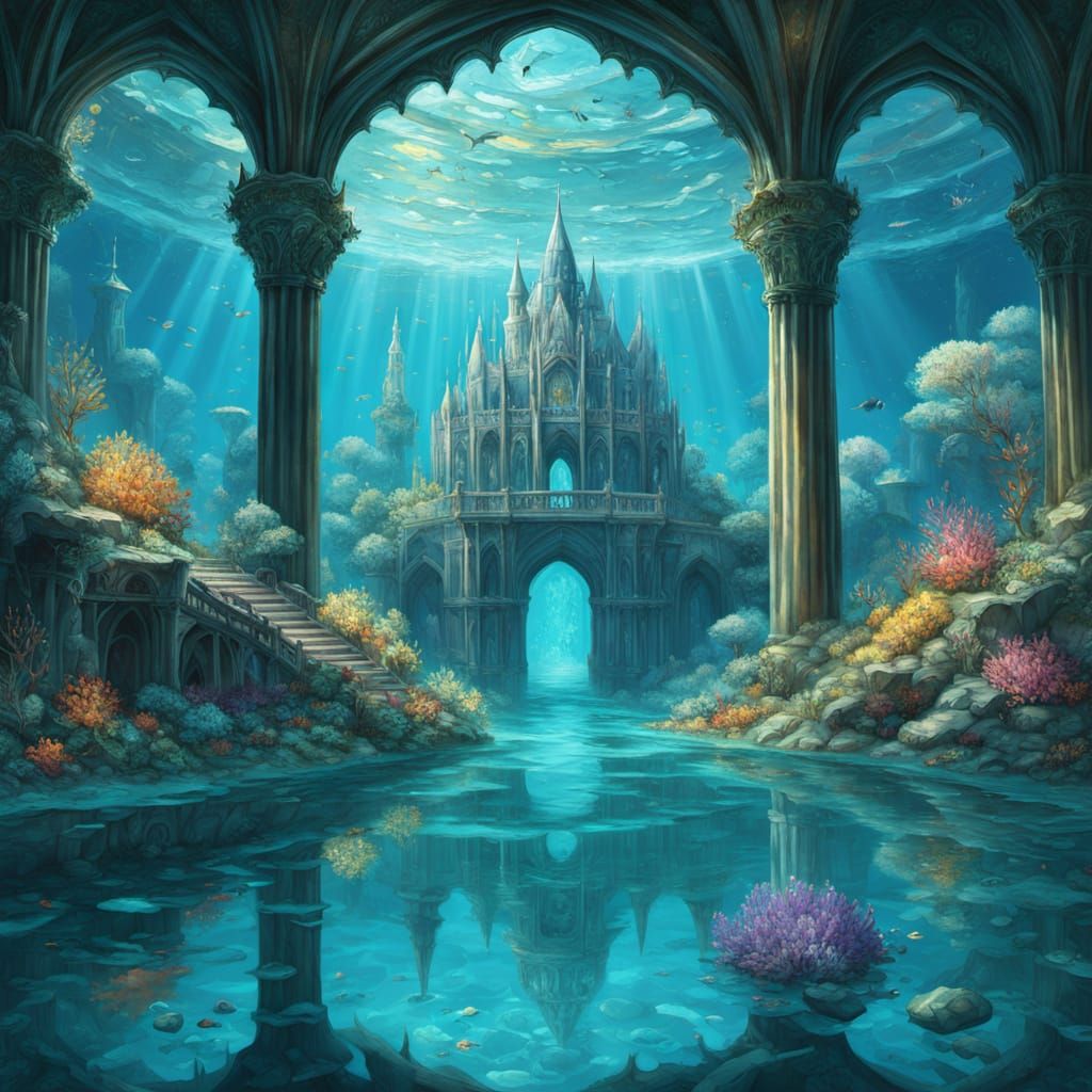 Atlantis as Impressionist Stained Glass Art