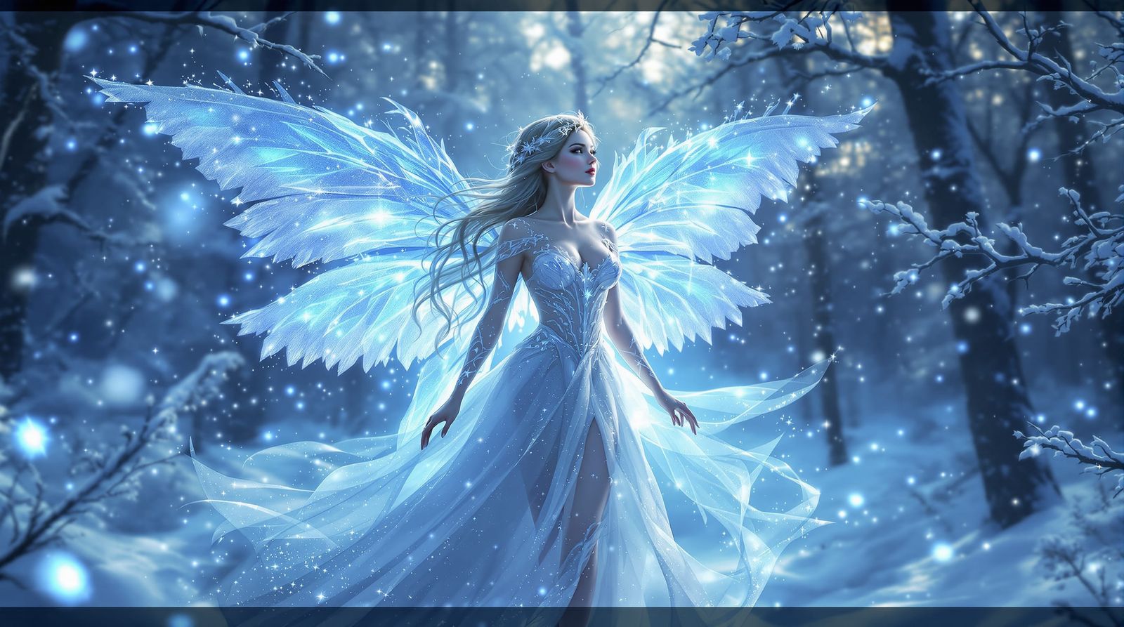 Ethereal Winter Fairy in Snow Forest