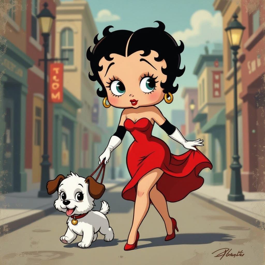 Betty Boop walking pudgy