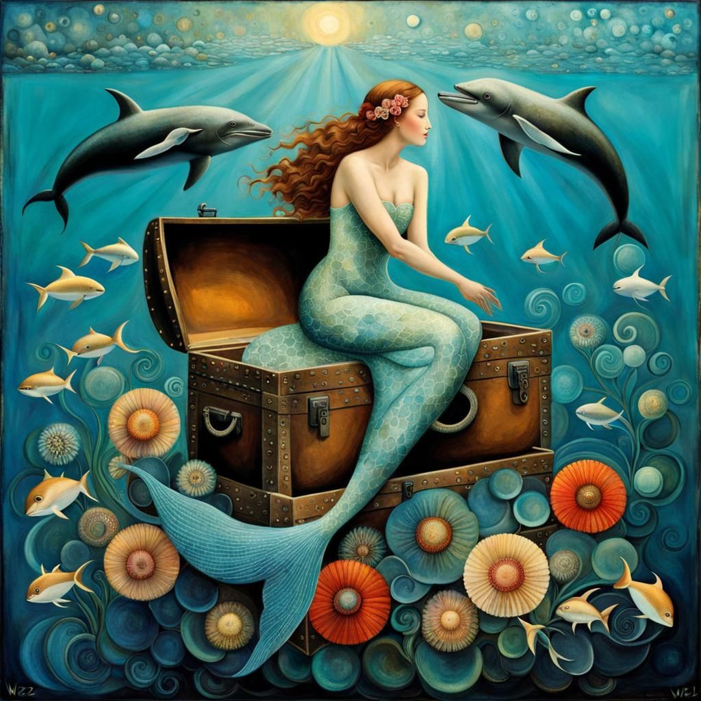 Mermaid's Treasure: An Oceanic Art Brut Illustration