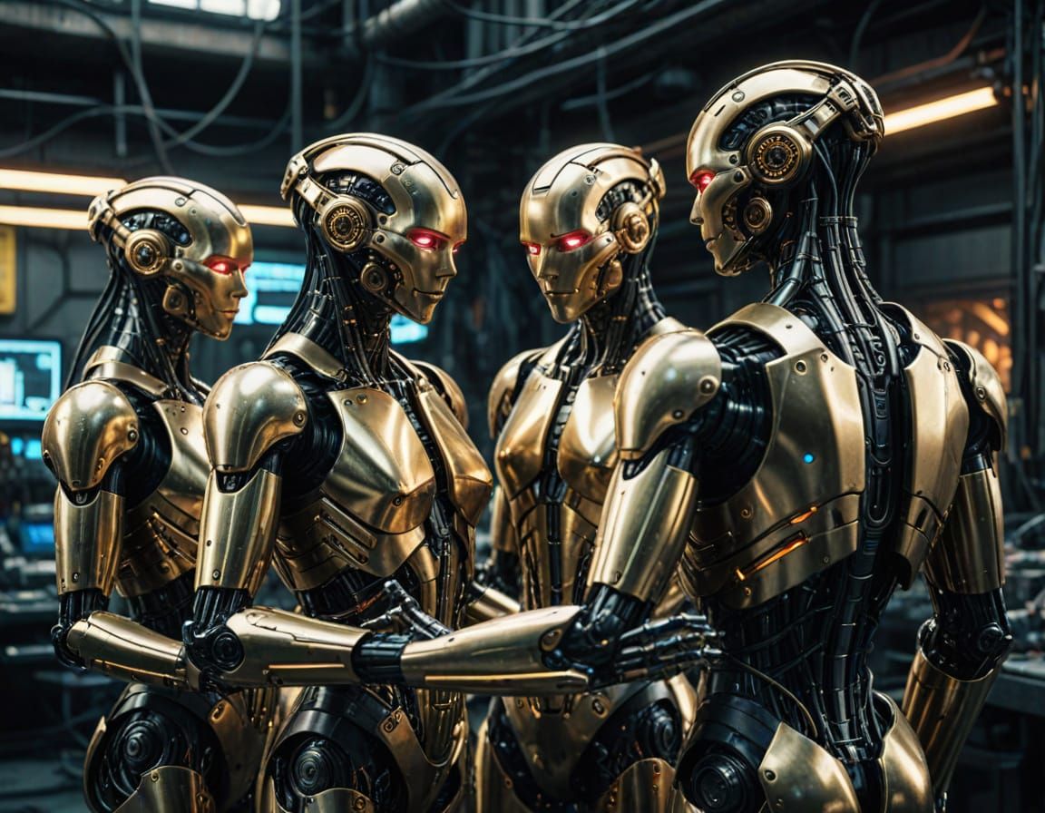 Clone Cyborg Assembly Line in Cyberpunk Concept Art