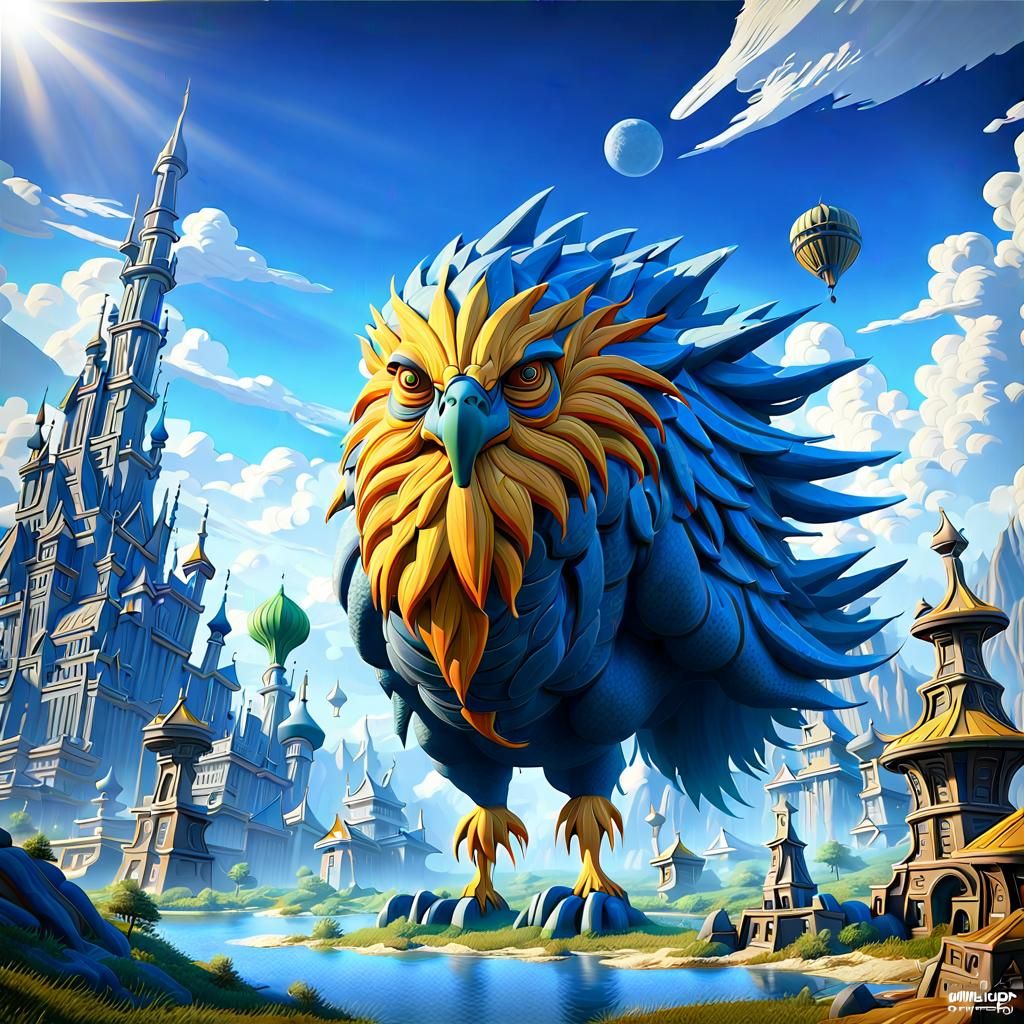 Fantasy Bird in Ethereal Landscape, Anime Art