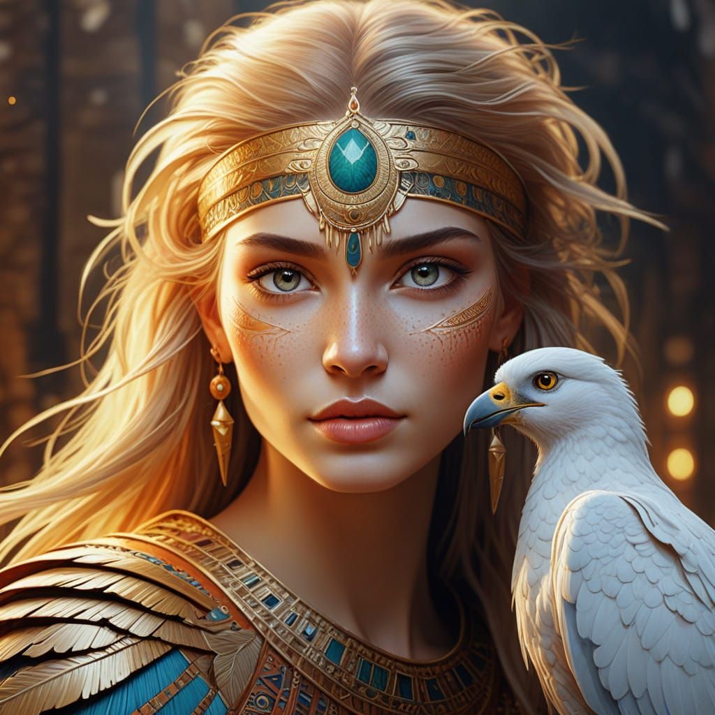 Ethereal Gamayun Goddess in Pastel Hues