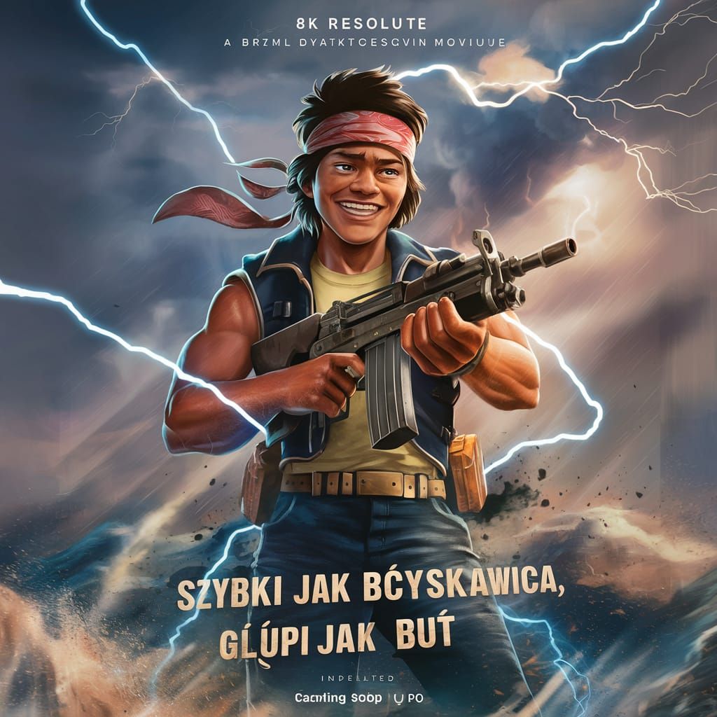 Anime Movie Poster: Young Man with Machine Gun