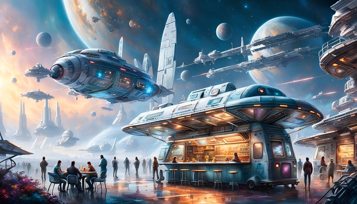 Futuristic Food Truck Docks at Space Station