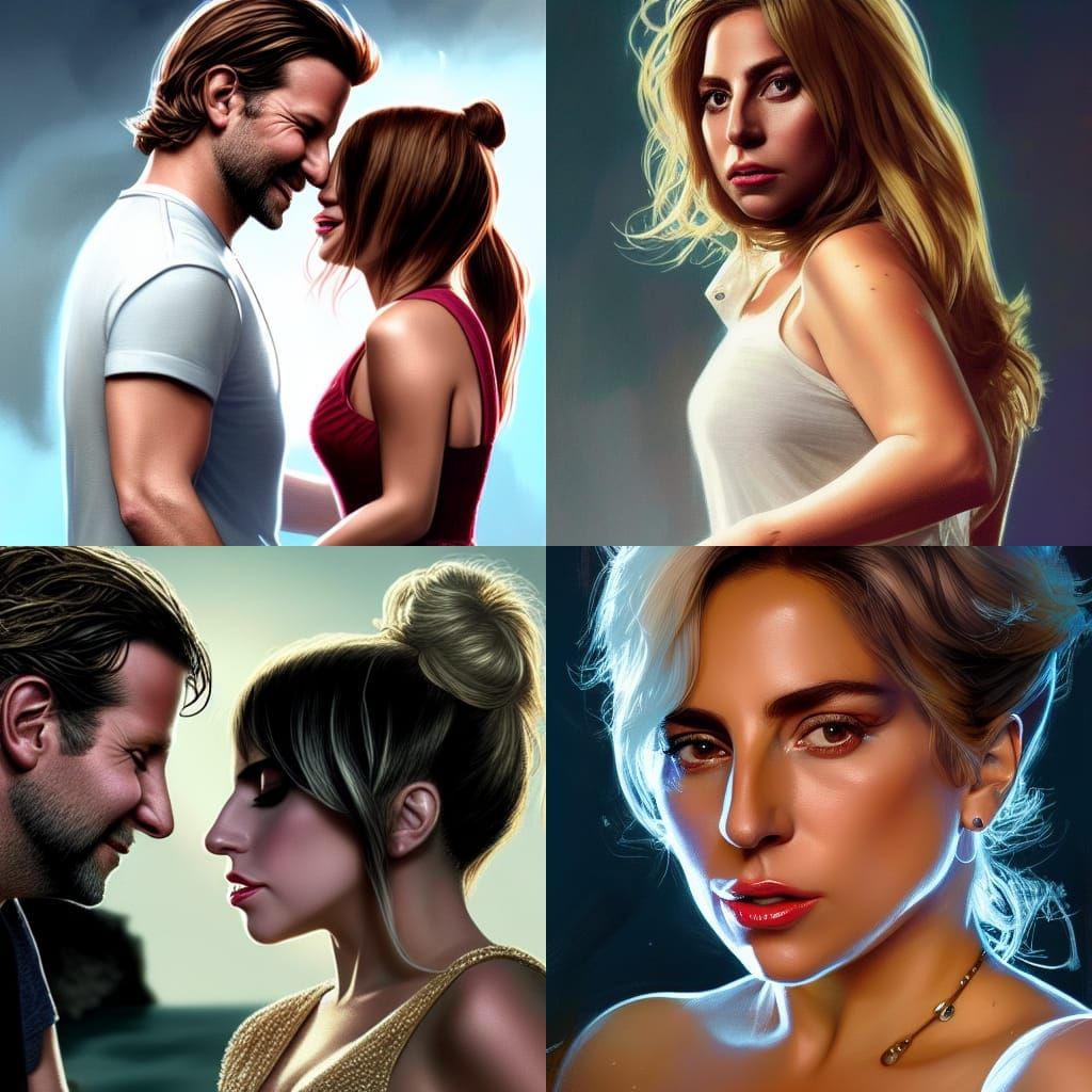 Detailed Portrait of Lady Gaga and Bradley Cooper