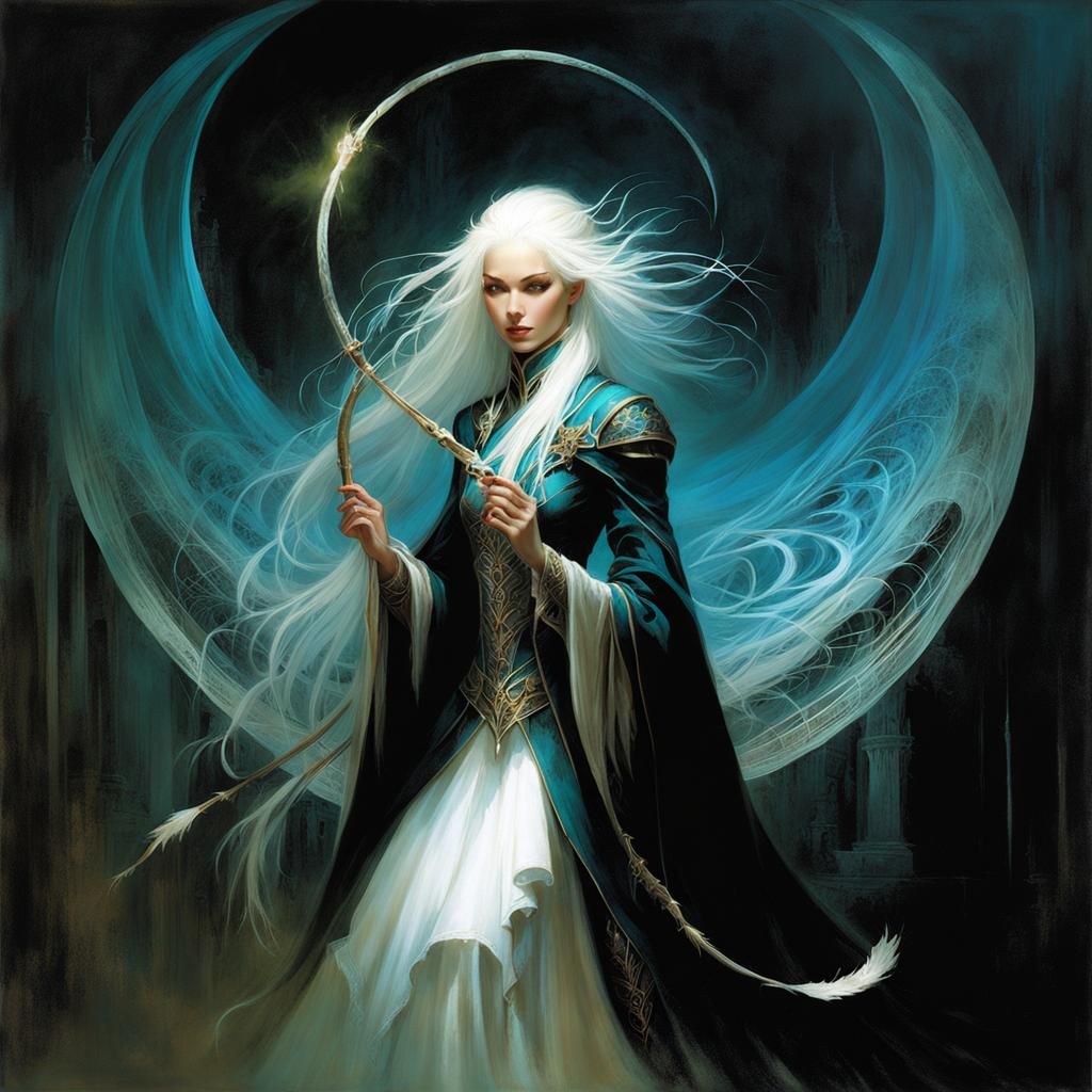 Female Mage Casting Magic in Avant Garde Style