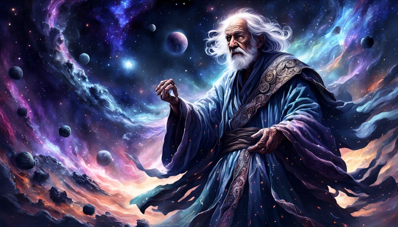 Old Sage in Nebula: Digital Painting