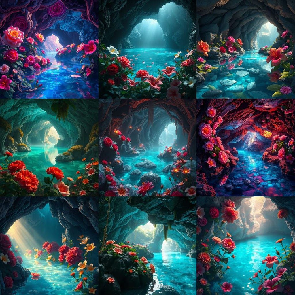 Ethereal Cave Sanctuary in Vibrant Hues