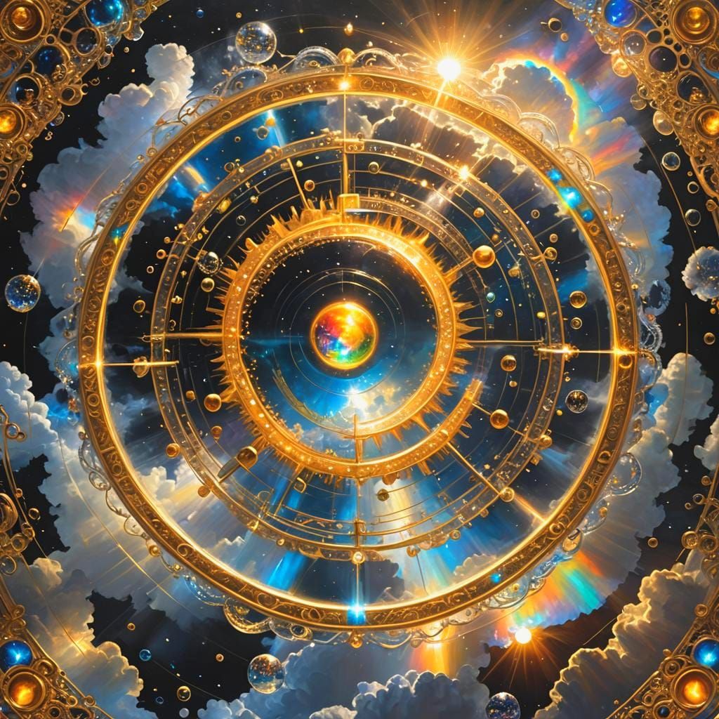 Divine Being Lounging on Cloud with Tesseracts