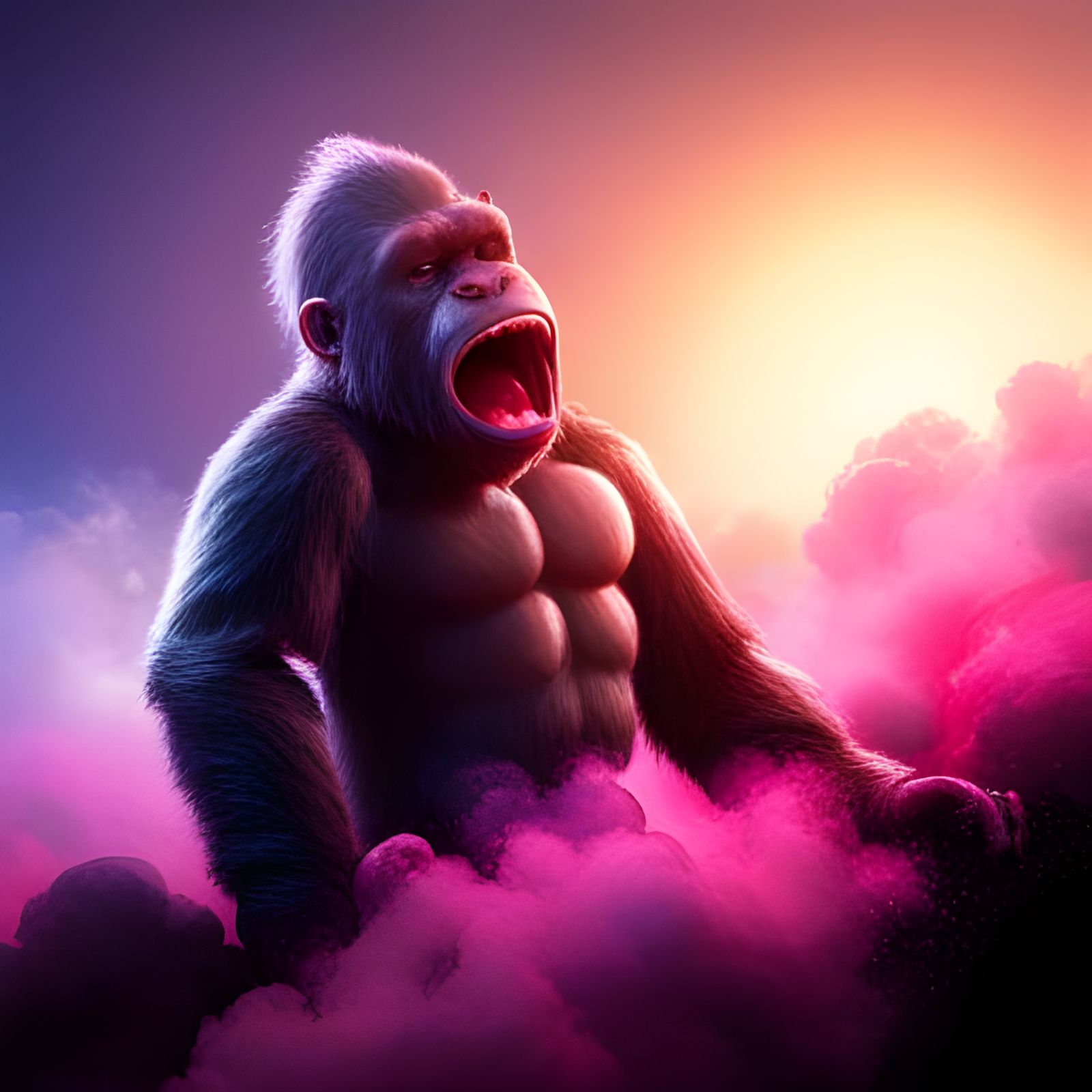 King Kong in Space with Nebula, 4K Render