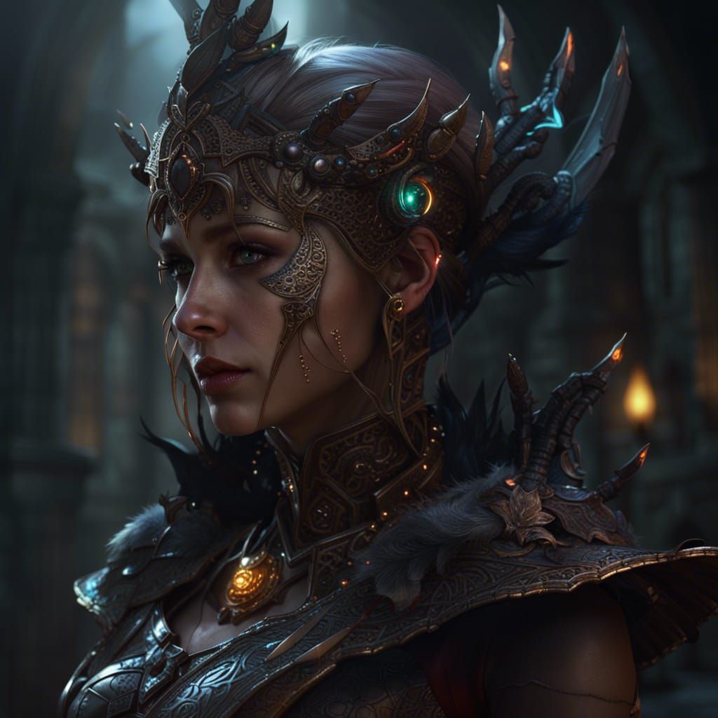 Female Necromancer in Dark Fantasy Style