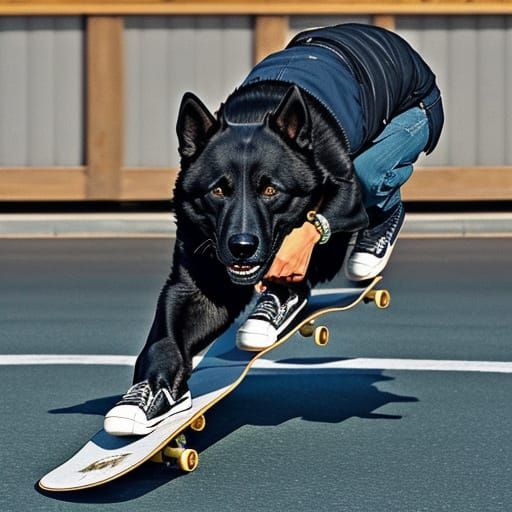 Cool Dog Riding a Skateboard