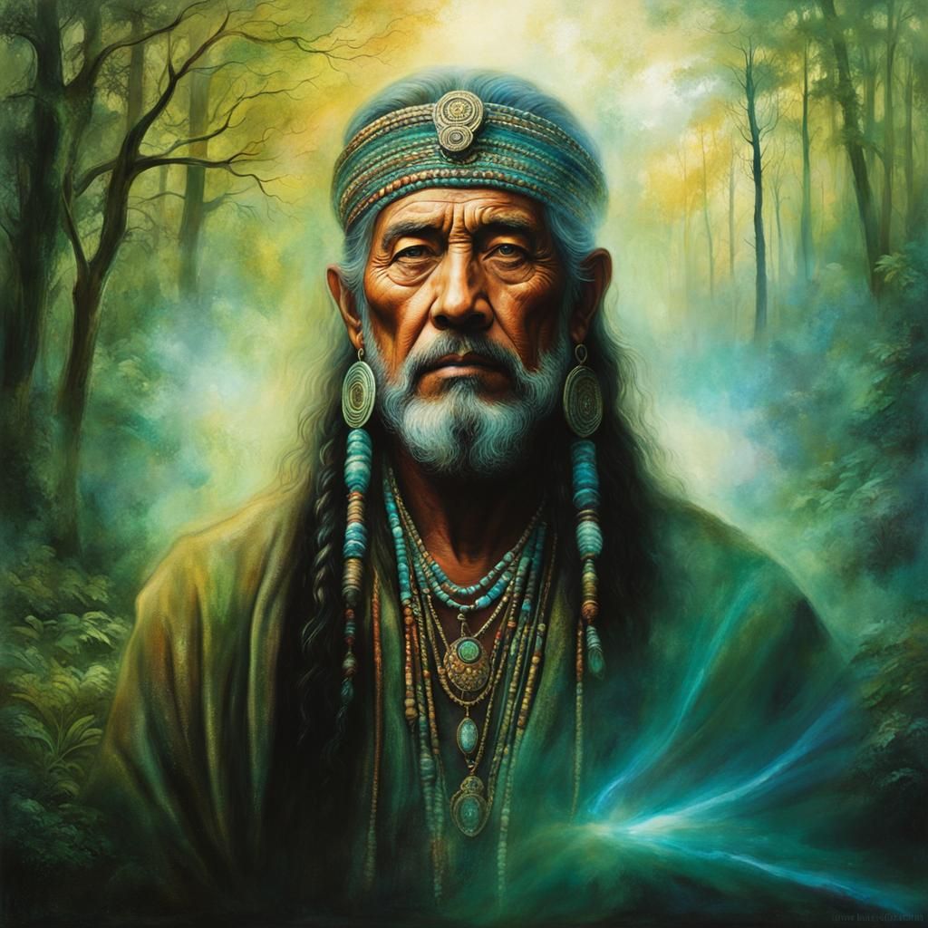 Shaman's Astral Journey: An Oil Painting