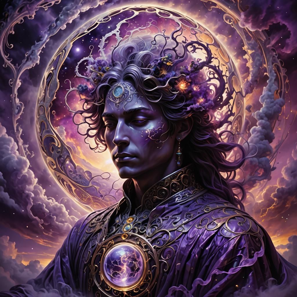 Mystic in Luminescent Sphere: Visionary Art