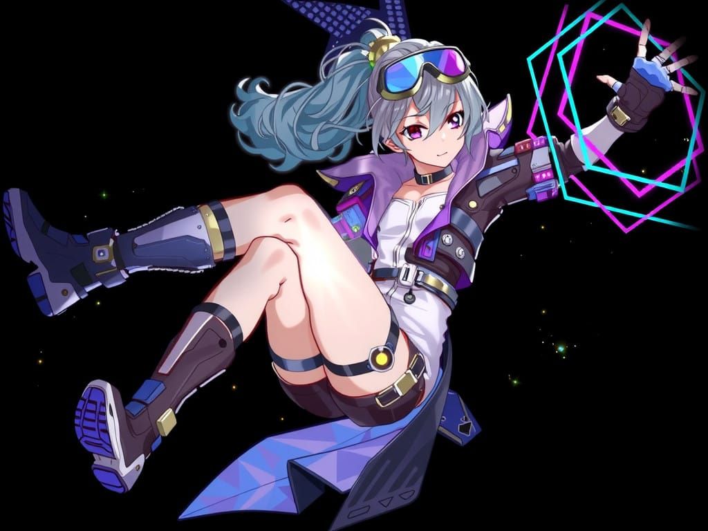 Cyberpunk Silver Wolf in Starry Night Sky