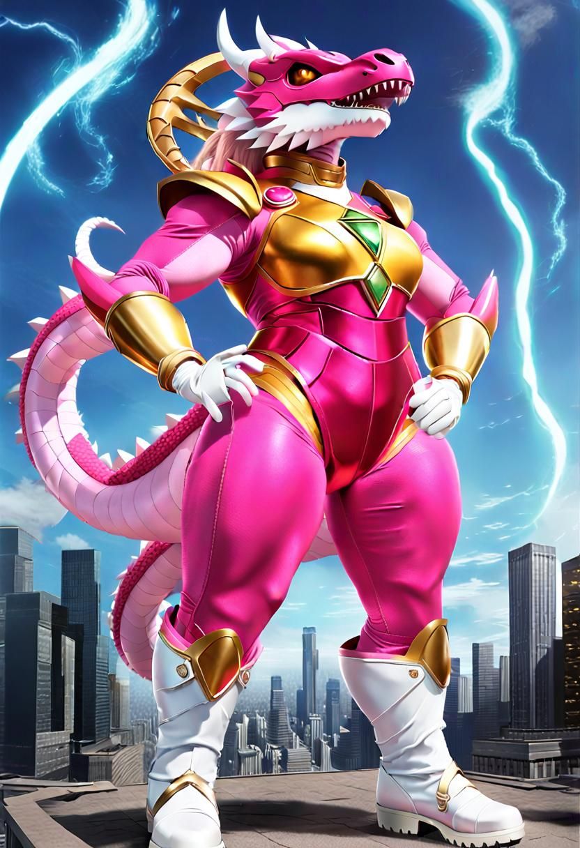 Kaiju-Sized Pink Dragon Power Ranger