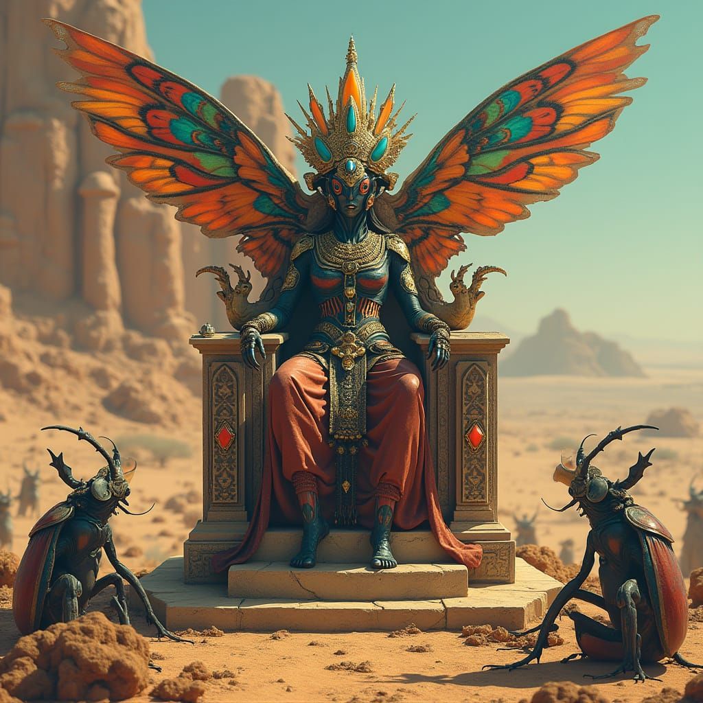 Majestic Beetle Alien Queen Reigns Supreme in Vibrant Desert...