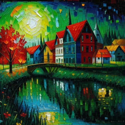 Colorful Mosaic Patchwork in Expressionist Style