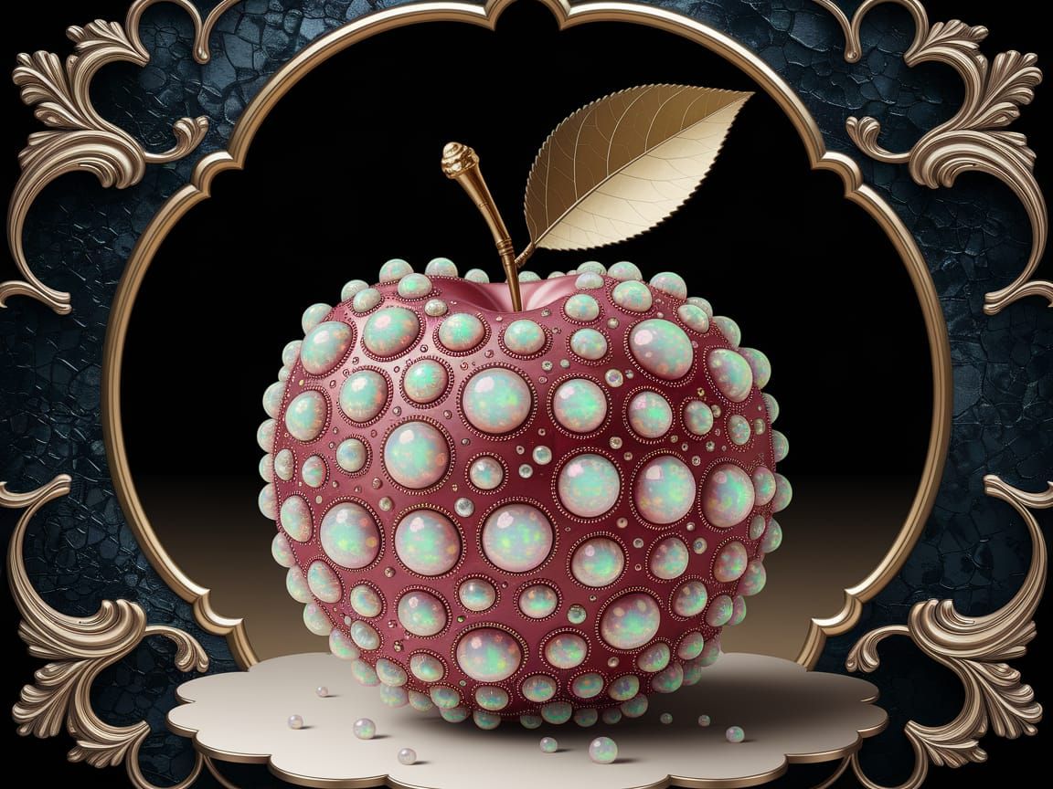 Luxurious Golden Apple in Opulent Opal and Dew