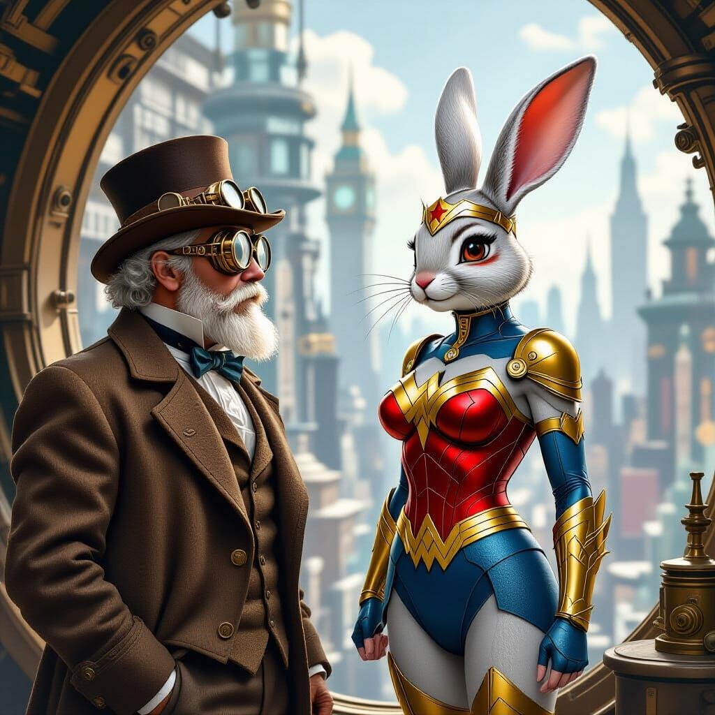 Steampunk Inventor Meets Futuristic Wonder Woman Rabbit