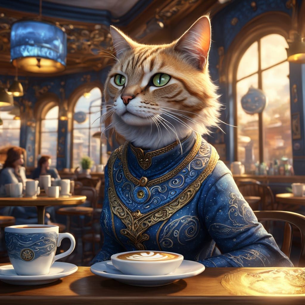 Cat in Cafe: Heavy Metal Fantasy Concept Art