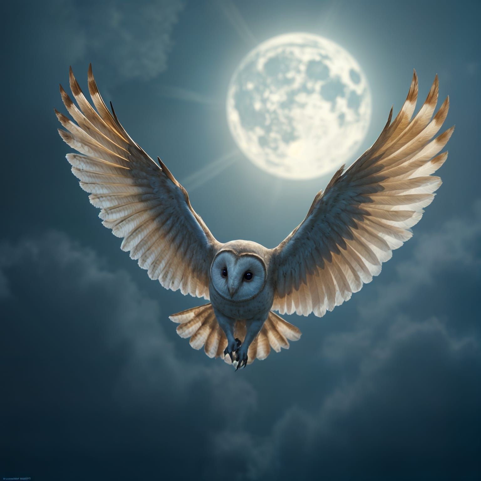 Realistic Barn Owl in Anime Art Style