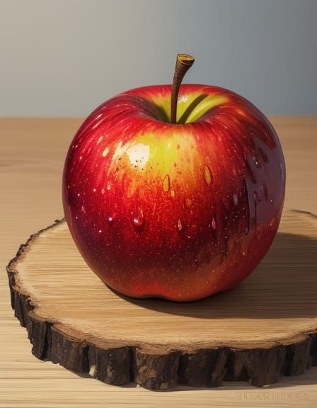 Vibrant Oil Painting of a Candied Apple in Impasto Style