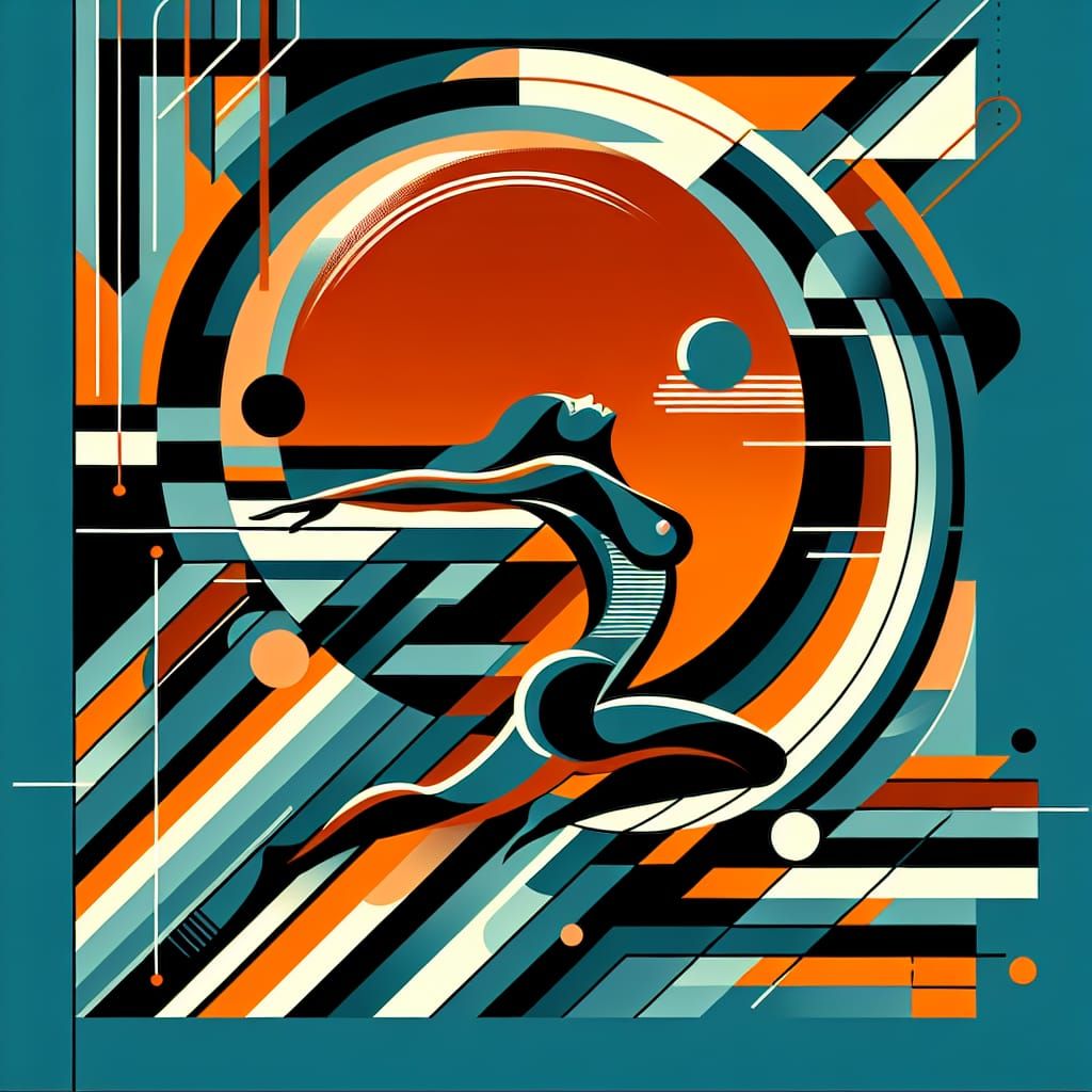 Vibrant Urban Energy, Geometric Shapes, and Human Forms Unit...