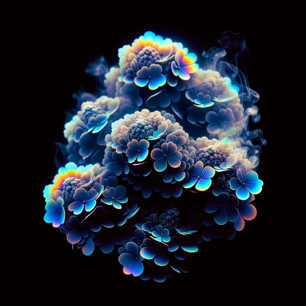 Ethereal Holographic Blooms in Iridescent Glow
