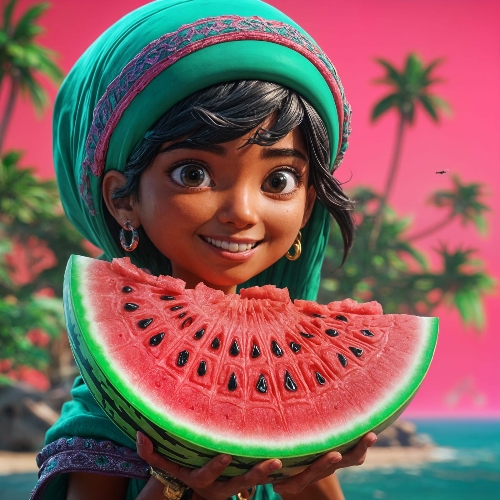 Joyful Palestinian Watermelon Celebrates Heritage in Vibrant...
