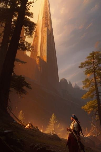 Lenape Chief in New York City, Digital Concept Art