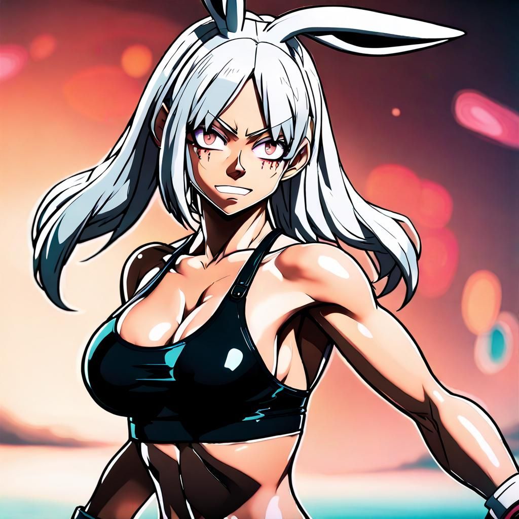 Anime Girl with Bunny Ears in Hyperrealistic Style