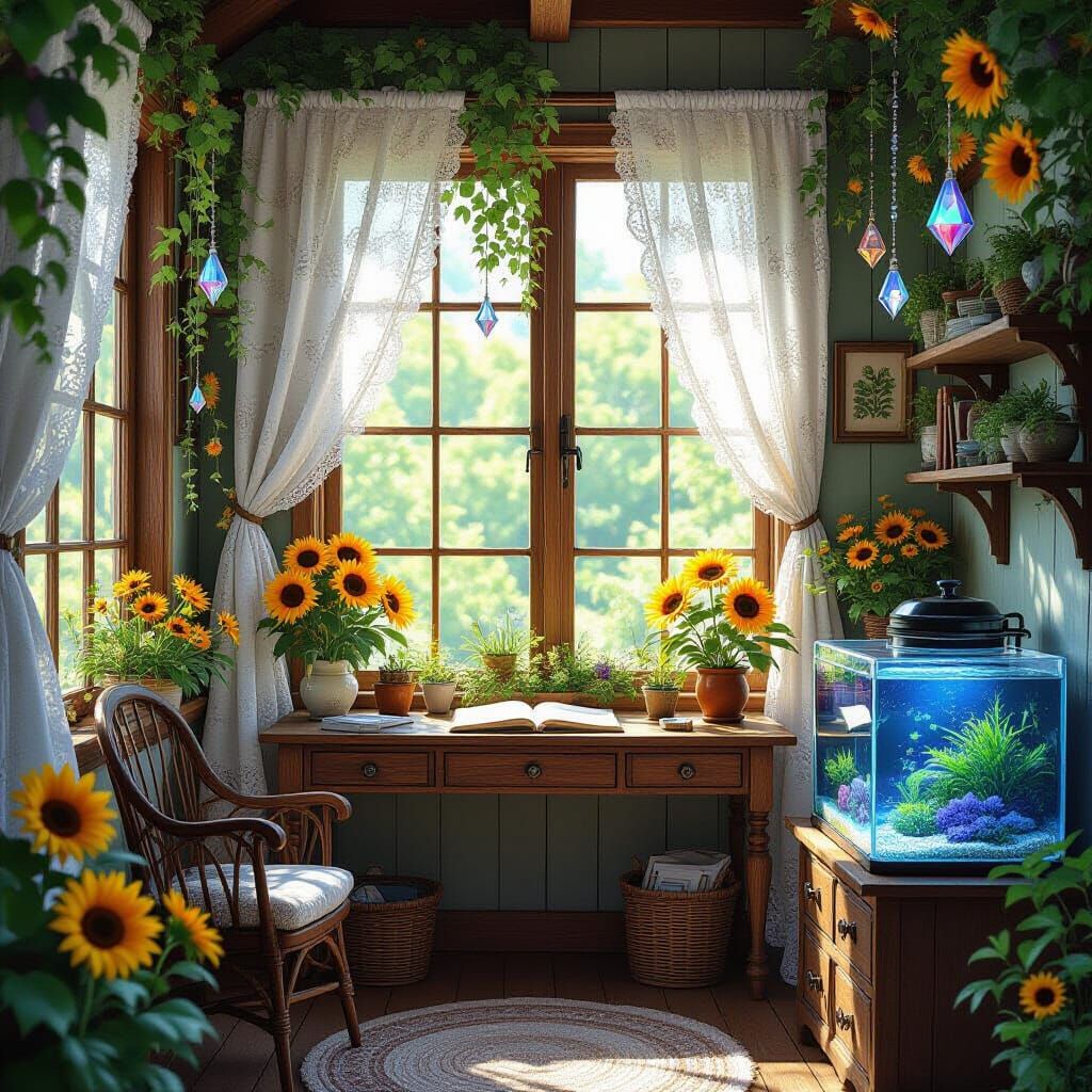 Enchanted Forest Study Room in Studio Ghibli Style