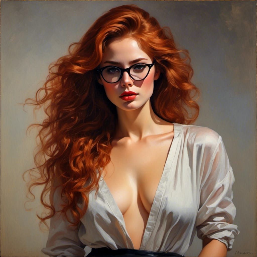 Realistic Portrait of a Red-Haired Goddess