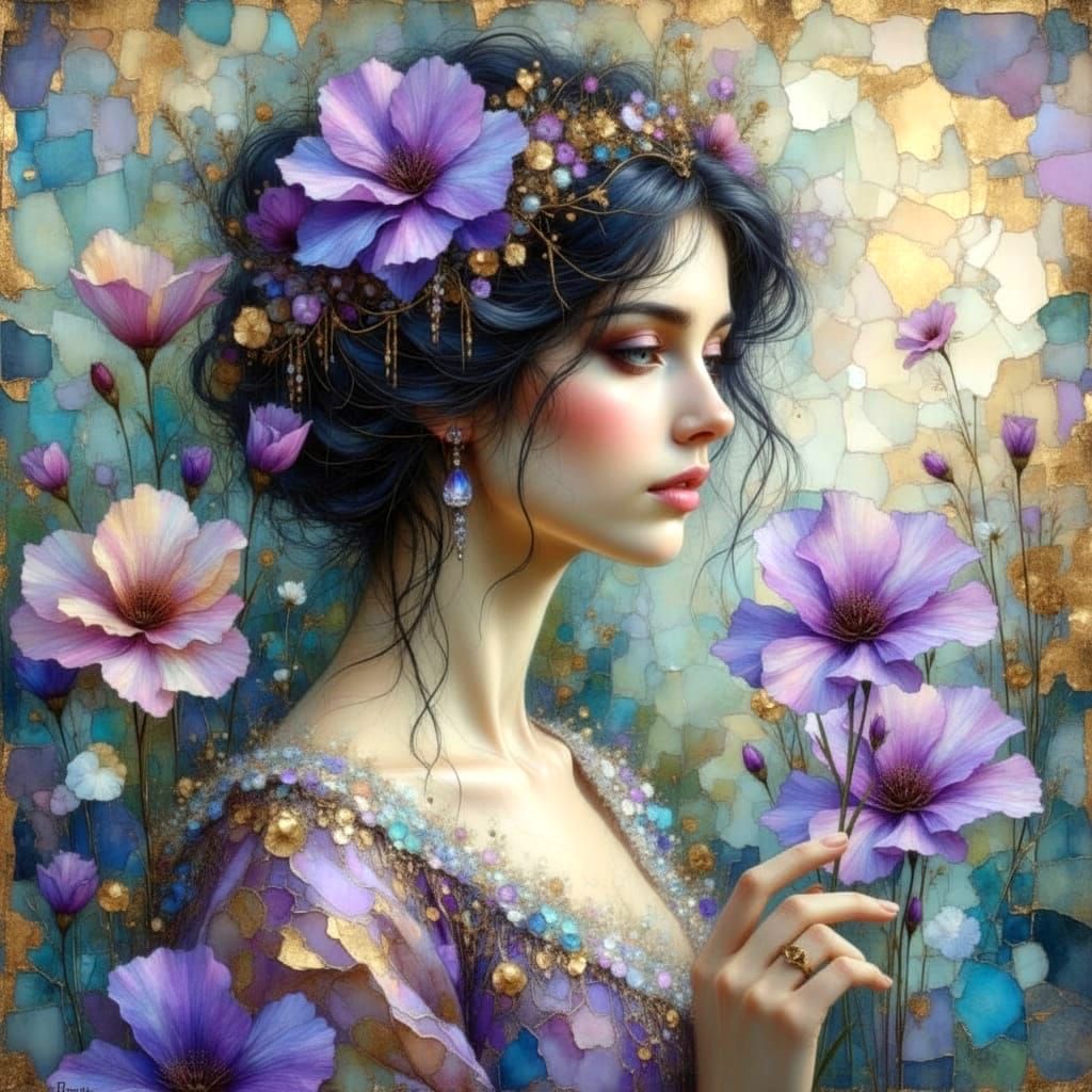 Ethereal Goddess in Pastel World, Monet Style