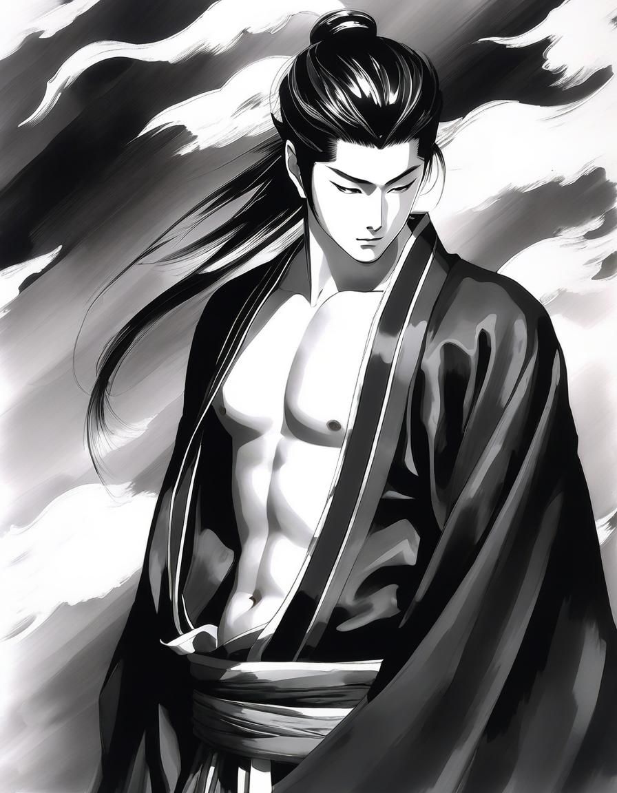 Ippitsugaki 一筆書き Sumi-e 墨絵 A Young Man