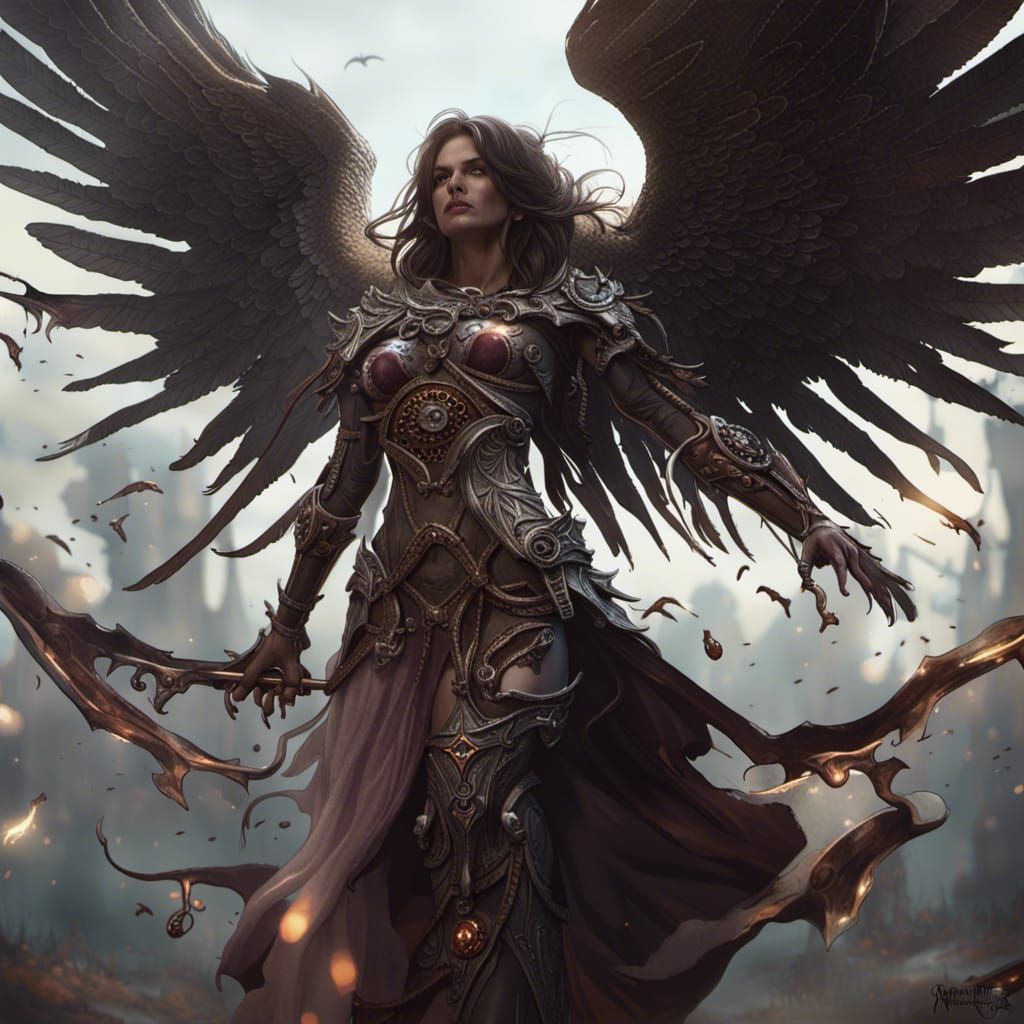 Female Angel of Death in Hyperdetailed Dark Fantasy Art