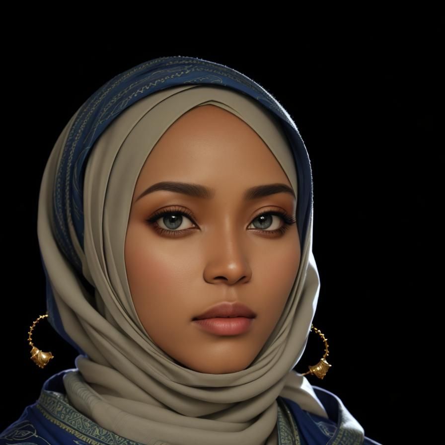 Portrait of Nigerian Muslim in blue hijab
Professional photography, bokeh, natural lighting, canon lens, shot on dslr 64...