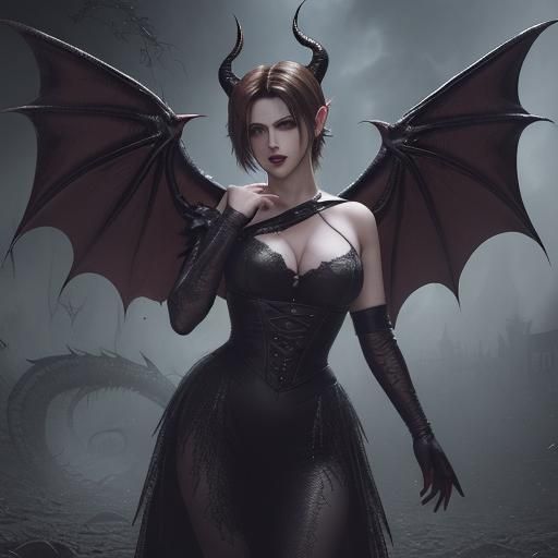 Alcina Dimitrescu with Dragon Wings and Horns