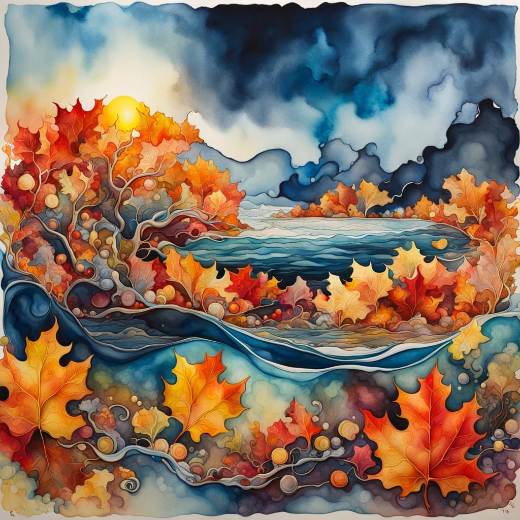 Surreal Ocean Dreamscape in Expressionistic Watercolour