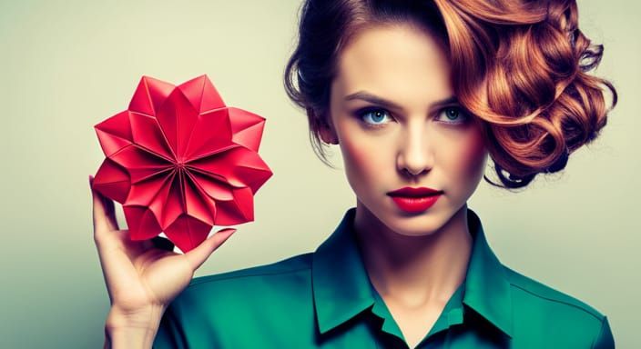 Girl with Origami Flower Papercraft