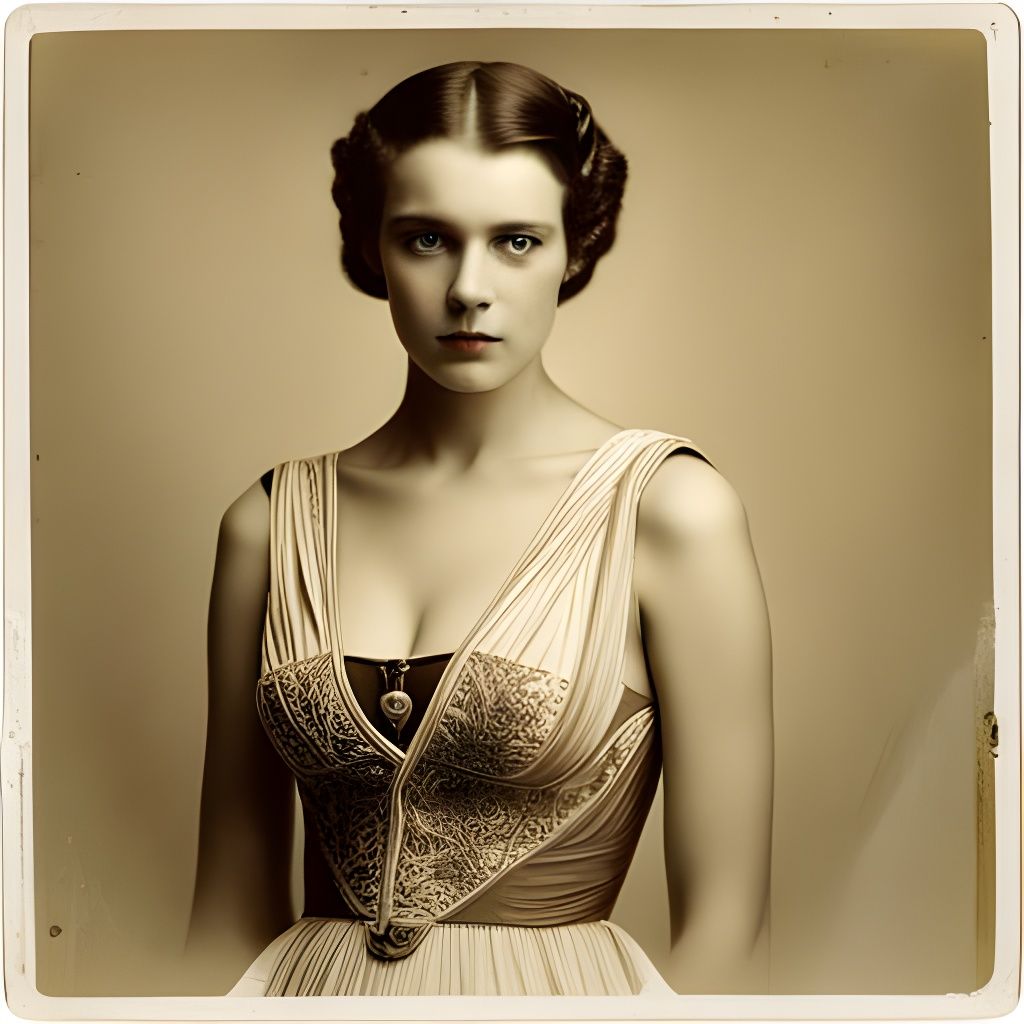 Beautiful Woman in Vintage Sepia-Toned Photograph